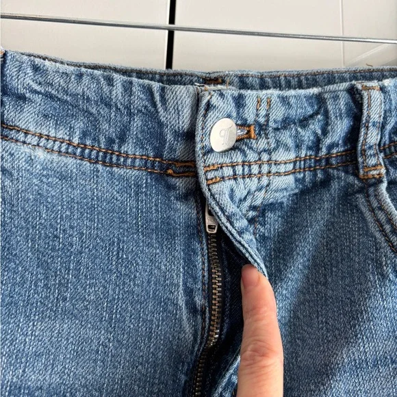 PILCRO Blue Wide Leg Raw Hem Denim Jeans Pants Women's Size 31 Medium Wash - Picture 4 of 12